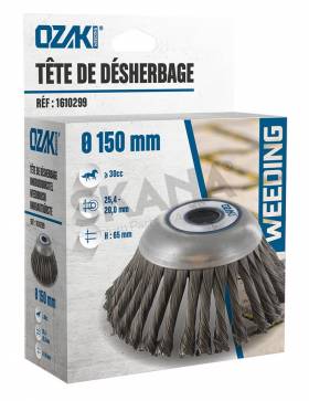 OZAKI ONKRUIDBORSTEL 150 MM X 25,4 MM (INCLUSIEF REDUCEERRING 20 MM)